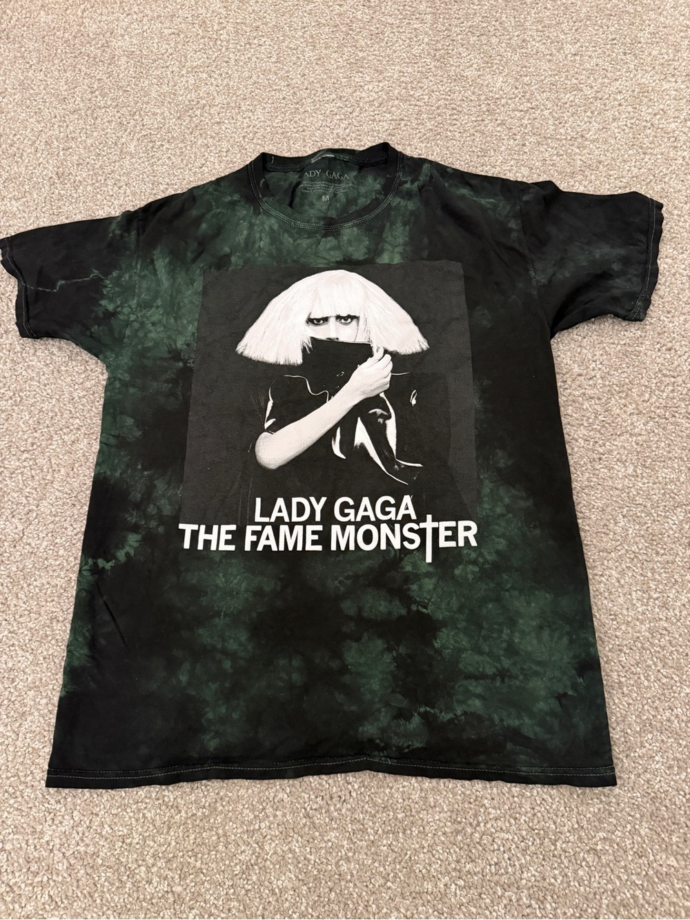 Lady Gaga The Fame Monster Graphic Tee - Black & Dark Green Tie-Dye